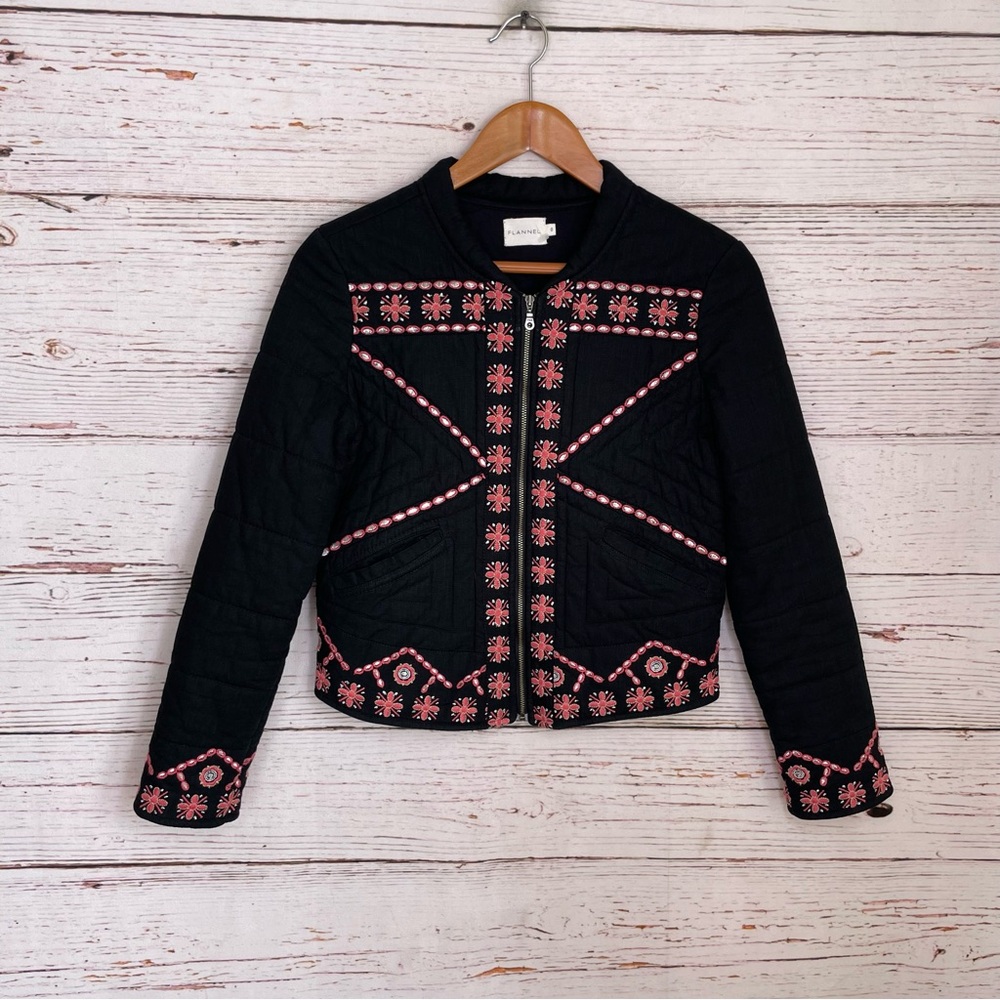 LIKE NEW FLANNEL Australia embroidered quilted moto jacket